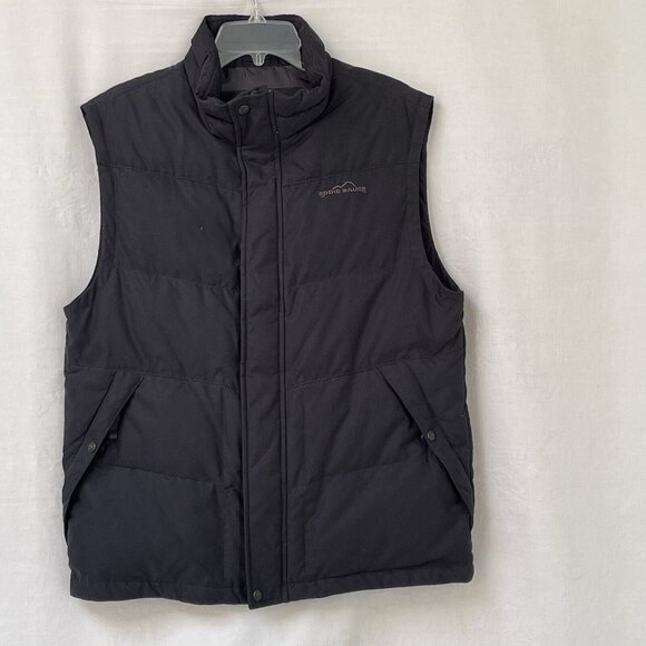 Eddie Bauer EB550 Fill Puffer Goose Down Vest Womens Medium Black Outdoor Casual - Picture 1 of 11